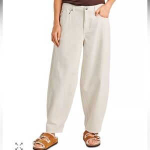 NWT Splendid Carson Barrel Leg Pants – White – Size Large – Cotton-Viscose Blend